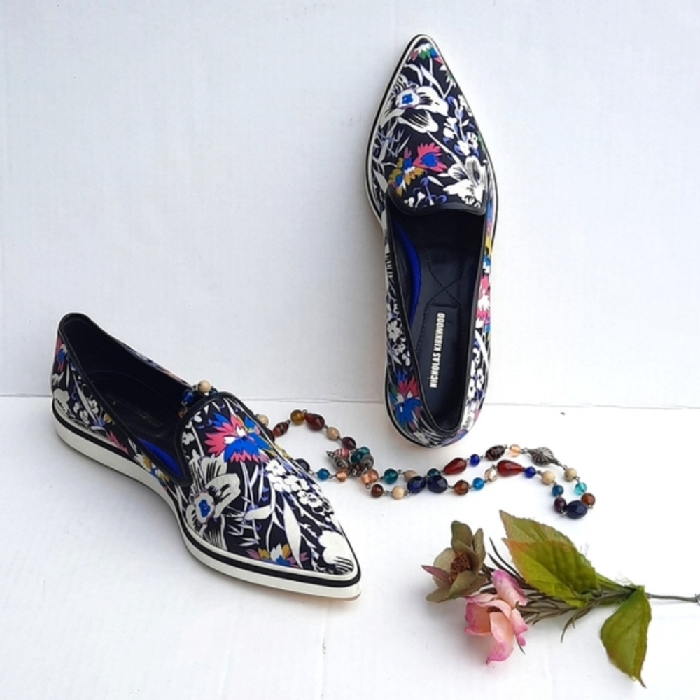 NICHOLAS KIRKWOOD Silk Slip-On Flats - Picture 2 of 11